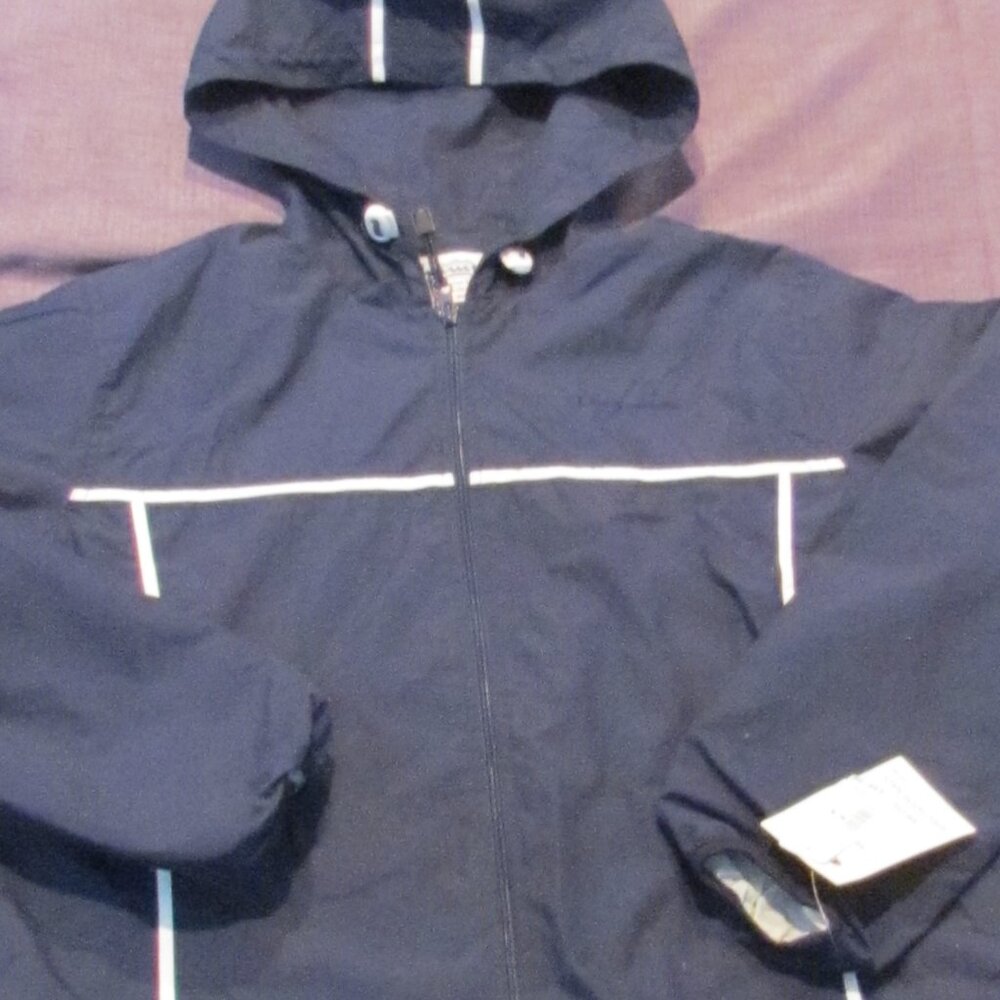 Ladies CHAMPION Jacket Navy with white stripes, Small, full zip, knit lining NEW